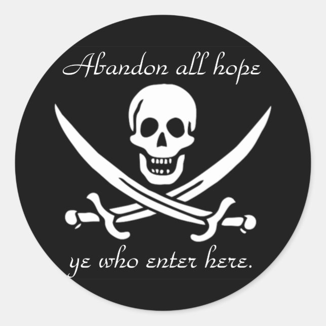 Sticker Rond Avertissement pirate (Devant)