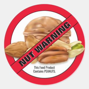 Sticker Rond Avertissement sur l'allergie aux noix d'arachide I