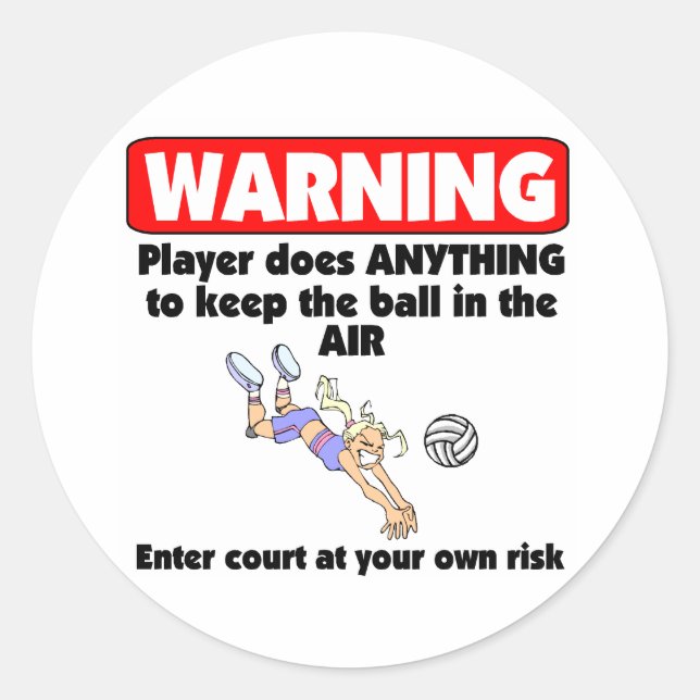 Sticker Rond Avertissement VolleyChick (Devant)