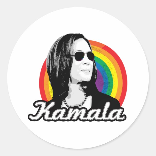 Sticker Rond Aviateurs Rainbow Kamala (Devant)