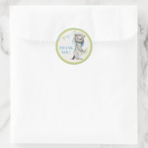 Sticker Rond Aviator Wolf Baby shower Merci