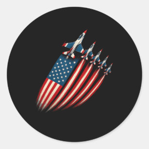 Sticker Rond Avion à réaction de combat patriotique Drapeau amé