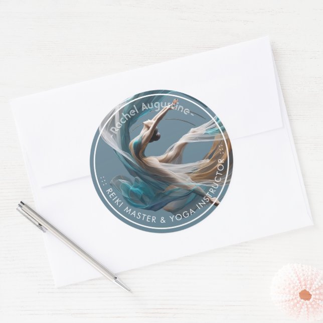 Sticker Rond Avion Air Yoga Instructeur Pilates Fitness (Enveloppe)