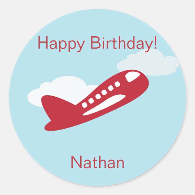 Sticker Rond Avion Anniversaire Cupcake Toppers/Stickers (Devant)