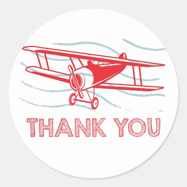 Sticker Rond Avion Anniversaire Merci (Devant)