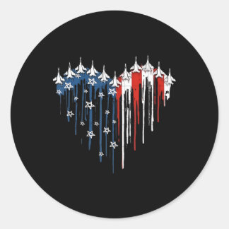 Sticker Rond Avion Avion Avion Drapeau Américain Coeur 4 De Ju