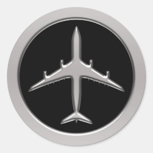 Sticker Rond Avion Chrome Jet