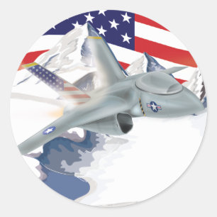 Sticker Rond Avion de chasse américain