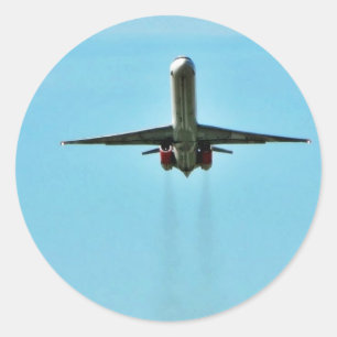 Sticker Rond Avion décollant sur l'aéroport