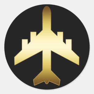 STICKER ROND AVION GOLD JET