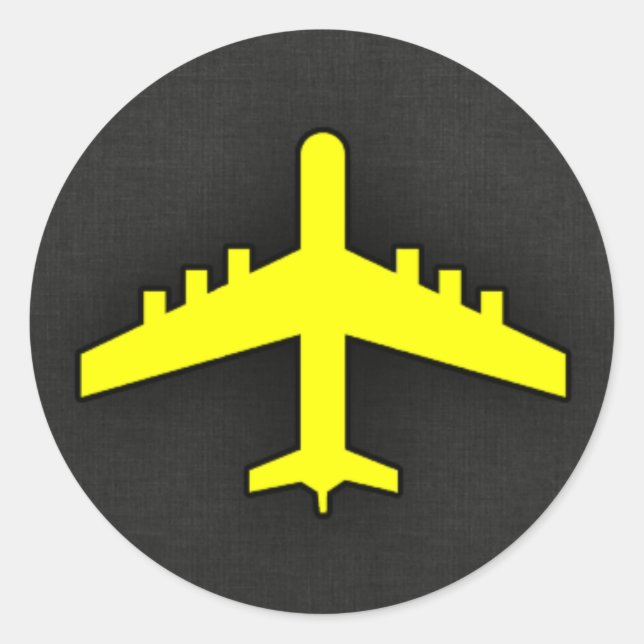 Sticker Rond Avion jaune canari (Devant)