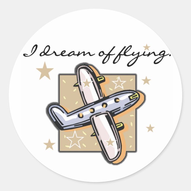 Sticker Rond Avion Je rêve de voler (Devant)