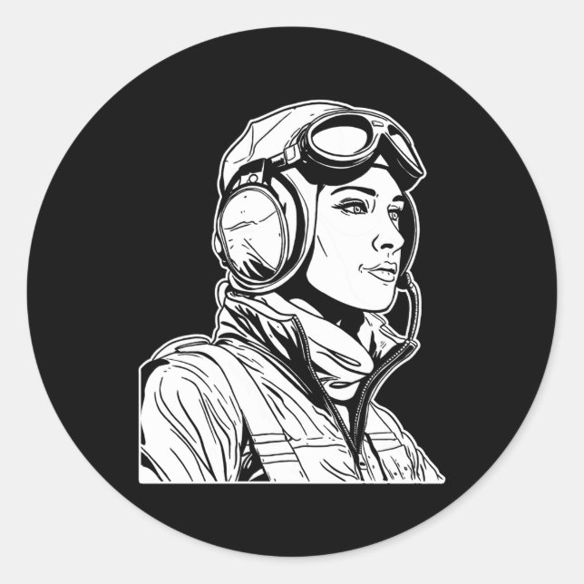 Sticker Rond Avion Pilote Aéronefs Avion Volant Aviato Volant A (Devant)