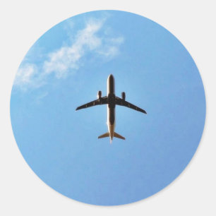 Sticker Rond Avion Sur Ciel