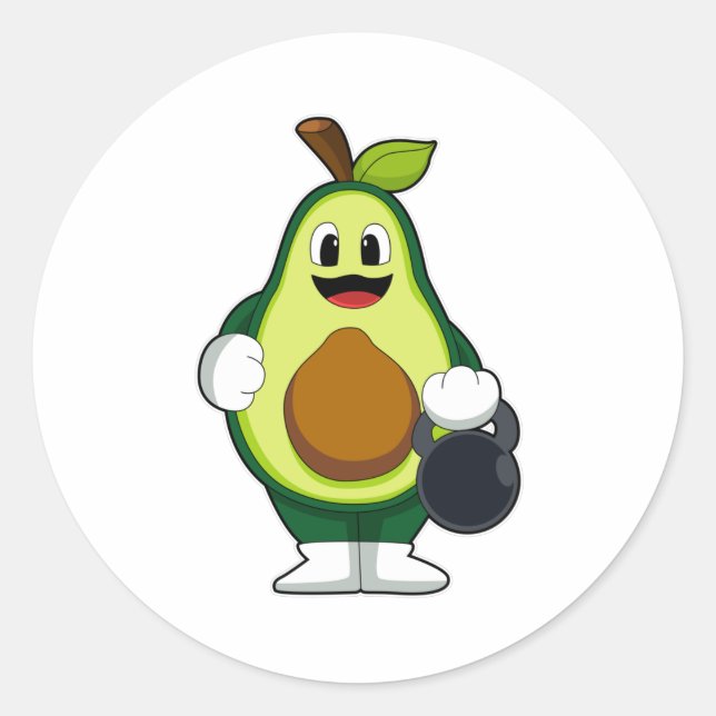 Sticker Rond Avocado à l'entraînement Strength avec Dumbbells (Devant)