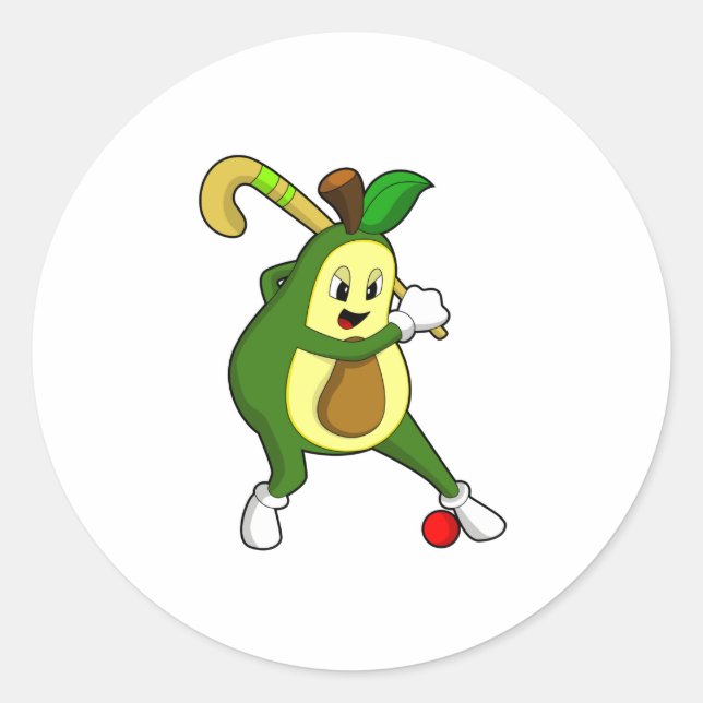 Sticker Rond Avocado at hockey (Devant)