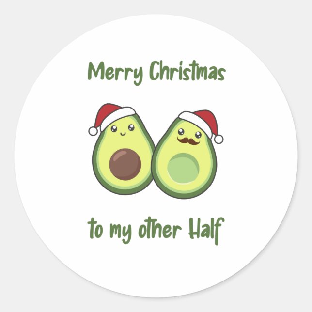 Sticker Rond Avocado illuminations de Noël Drôle Avocados (Devant)