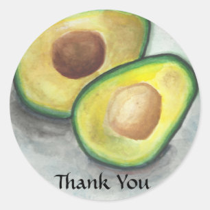 Sticker Rond Avocat dans le Merci d'aquarelle