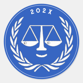 Sticker Rond Avocat Faculté de Droit Diplômé Bleu