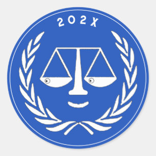 Sticker Rond Avocat Faculté de Droit Diplômé Bleu
