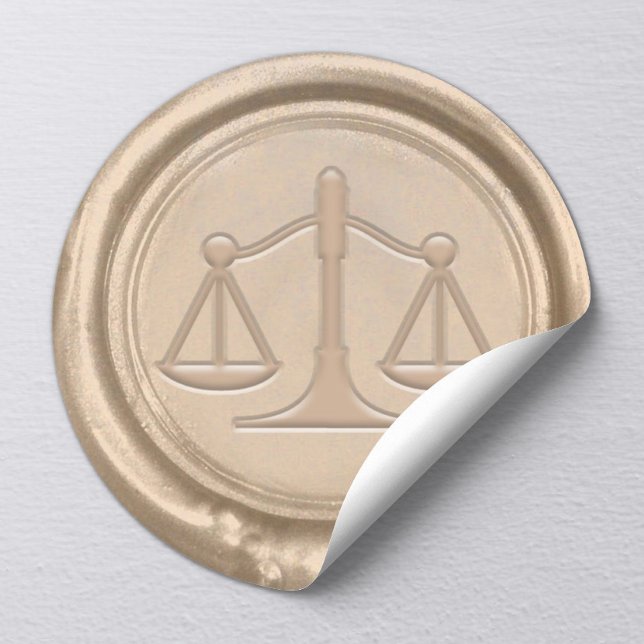 Sticker Rond Avocat Gold Scale of Justice Law Office Sceau de c (Créateur téléchargé)