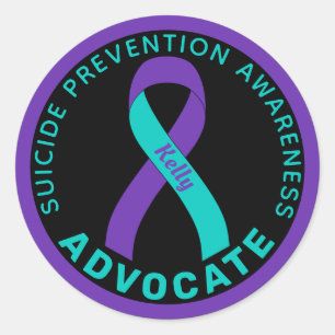 Sticker Rond Avocat pour la prévention du suicide Ruban noir
