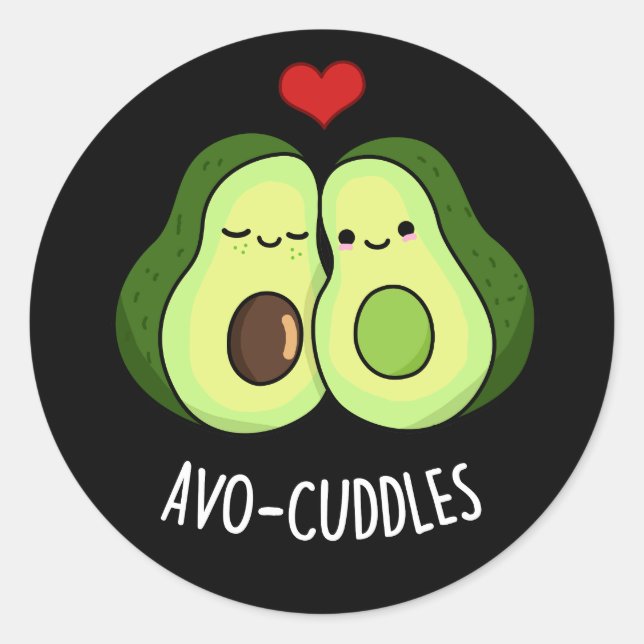 Sticker Rond Avocuddin Drôle Avocado Couple Pun Dark BG (Devant)