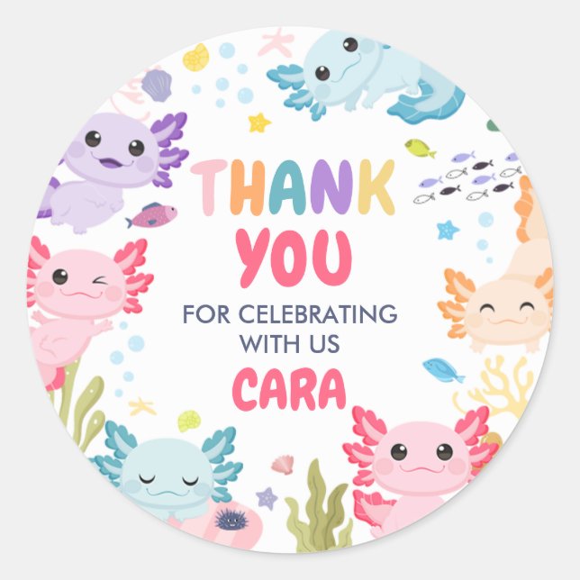 Sticker Rond Axolotl Alotl Fun Anniversaire (Devant)