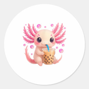 Sticker Rond Axolotl Bubble Boba Tea Anime Cute Kawaii Ado Gir