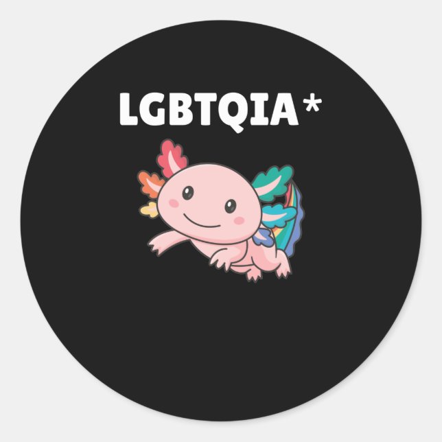 Sticker Rond Axolotl - Drapeau arc-en-ciel LGBT Pride (Devant)