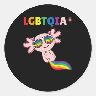 Sticker Rond Axolotl - Drapeau arc-en-ciel LGBT Pride