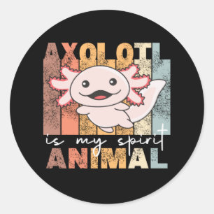 Sticker Rond Axolotl Est Mon Esprit Animal - Sweet Axolotl Clas