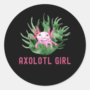 Sticker Rond Axolotl Girl, mignonne Amoureuse Axolotl