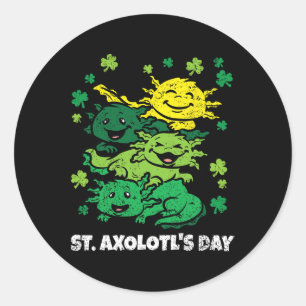 Sticker Rond Axolotl Jour de la Saint Patrick mignon animal Sha