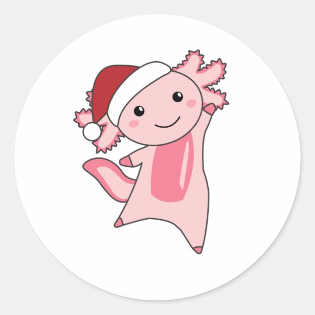 Sticker Rond Axolotl Joyeux Noël Animaux d'hiver Axolotls (Devant)