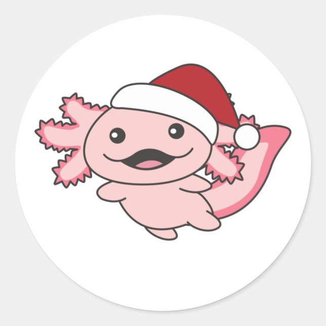 Sticker Rond Axolotl Joyeux Noël hiver Axolotl (Devant)