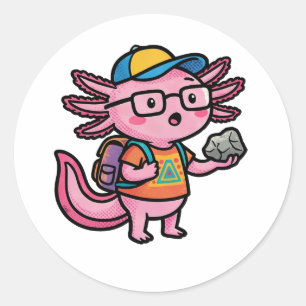Sticker Rond Axolotl nerd sarcastique je pose des questions sur