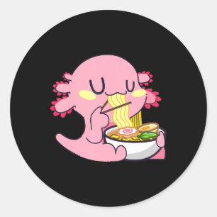 Sticker Rond Axolotl Ramen Anime Kawaii Amateurs Nouilles Fille