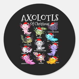 Sticker Rond Axolotls Chapeau de Père Noël Pyjama de Noël Anima