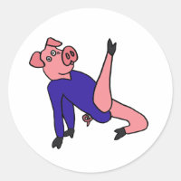AY - Gymnaste de cochon rose faisant des exercices