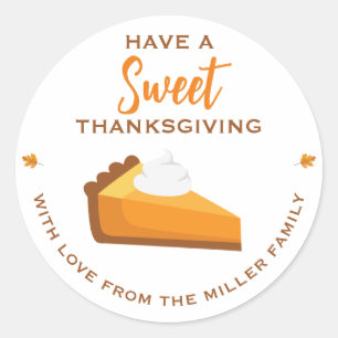 Sticker Rond Ayez Un Agréable Thanksgiving   Chute de tarte Cit