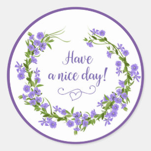 Sticker Rond Ayez Un Jour Agréable Lavande Fleurs Courbe