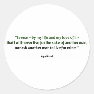 Sticker Rond Ayn Rand Cote