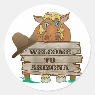 Sticker Rond AZ- Bienvenue à l'Arizona Horse