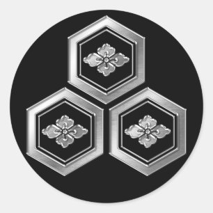 Sticker Rond Azai Clan Kamon Argent Chrome