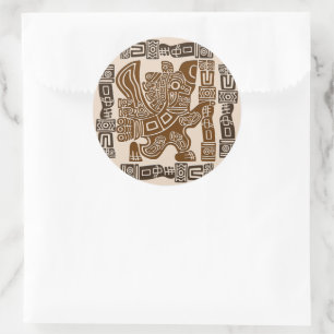 Sticker Rond Aztec Eagle Guerrier Tribal Art antique