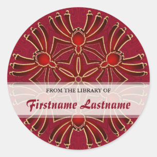 Sticker Rond Azteck Spiderz géométrique : Plaque rouge or Stic
