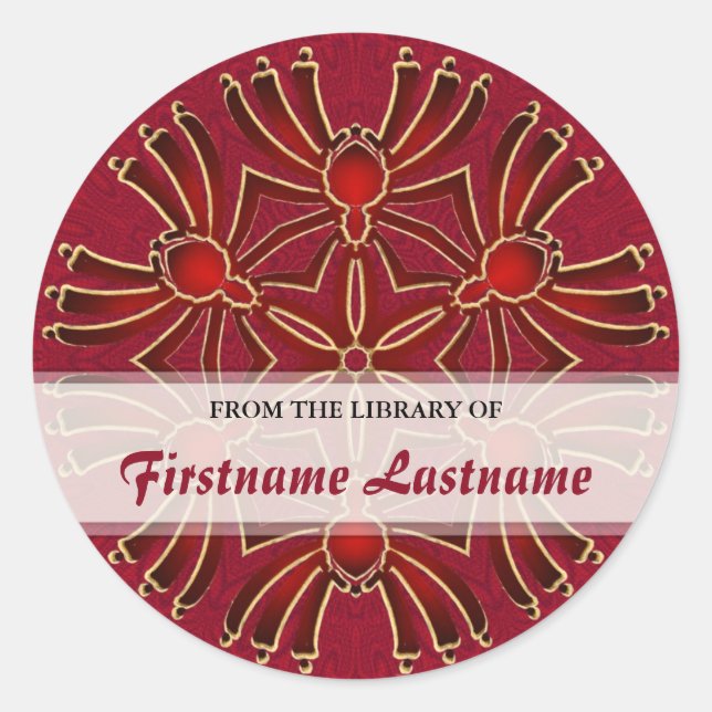 Sticker Rond Azteck Spiderz géométrique : Plaque rouge or Stic (Devant)