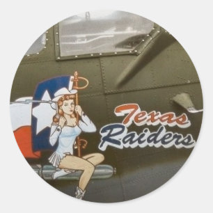 Sticker Rond B17 Texas Raiders Nez Art