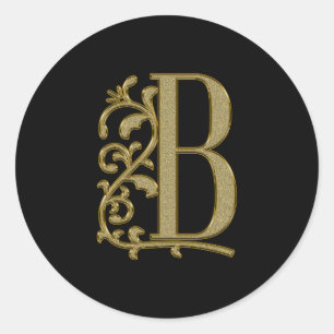 Sticker Rond B, lettre majuscule ornementale or